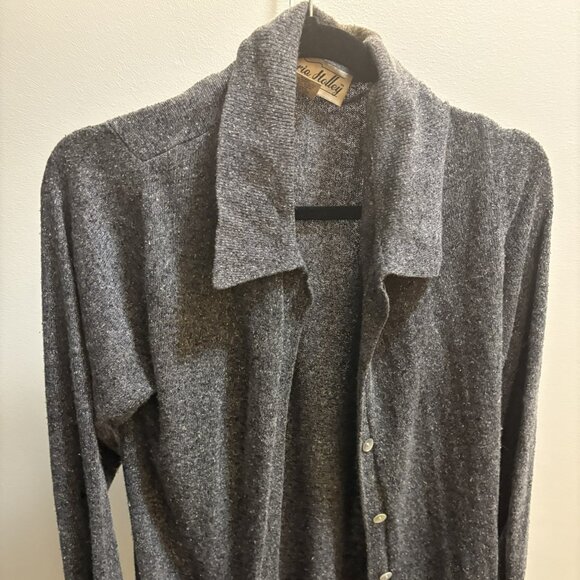 Victoria Holley Vintage Silk/Angora/Nylon Blend Gray Cardigan Sweater - Small - Picture 1 of 8